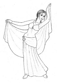 Orientalische Tänzerin mit Schleier Zeichnung